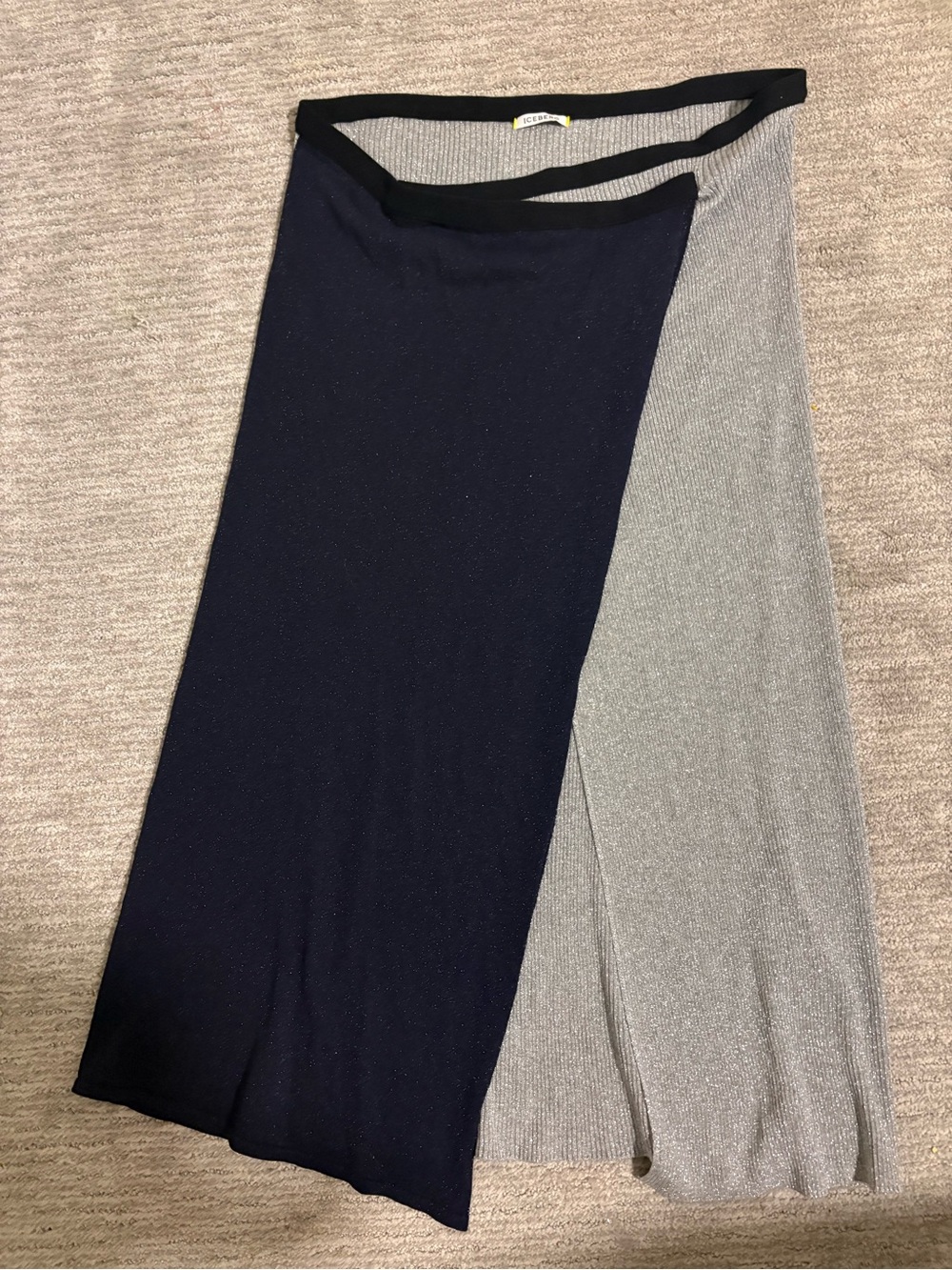 Two-Tone Navy and Light Gray Wrap Skirt - Women iceberg l